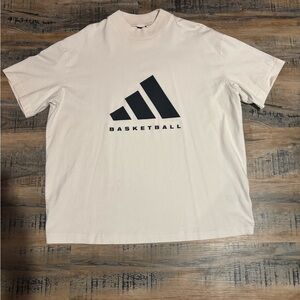 Adidas Cream and Black Short Sleeve Tee